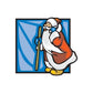 Santa Claus vinyl wall decal sticker, die-cut figure holding staff with blue geometric background