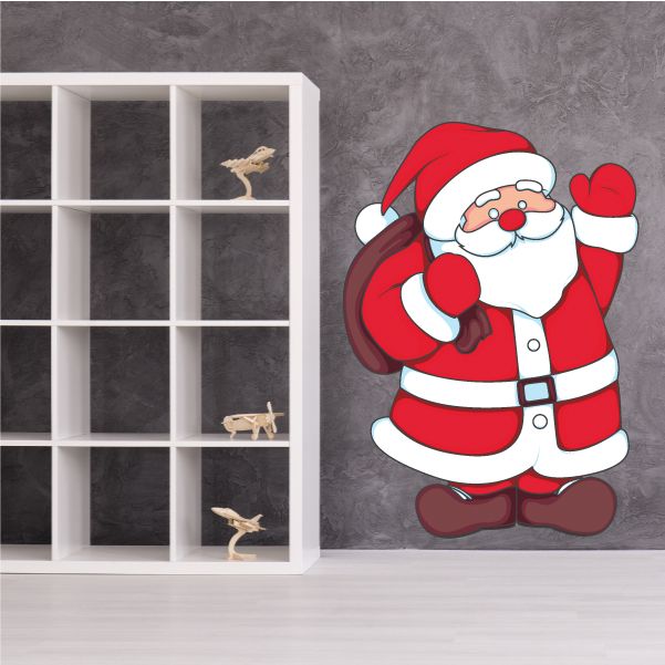 Image of Santa Waving Wall Decal - Vinyl Sticker - Car Sticker - IDCOLOR011