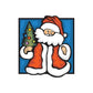 Santa Christmas tree sticker with cartoon Santa in orange coat and red hat