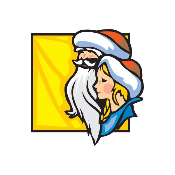 Image of Santa with Little Girl Sticker