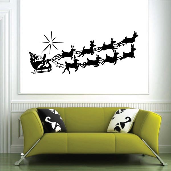 Image of Santas Flying Sleigh with Reindeer Decal