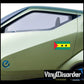 Car door flag sticker with red, yellow, green stripes and three stars, rectangular
