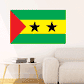 Sao Tome and Principe flag sticker with green-red-yellow stripes and two black stars