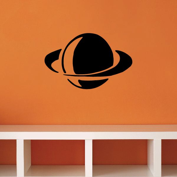 Black Saturn decal with ring design