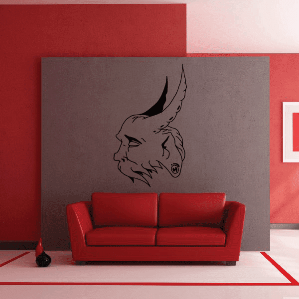 Satyr masquerade mask decal with black outline on light gray background