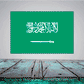 Saudi Arabia flag sticker, green rectangle with white Arabic script and sword emblem