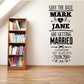 Black wedding save-the-date wall decal with names Mark & Jane and 24.08.2014