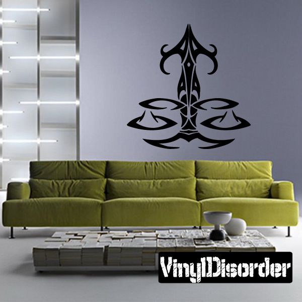 Black tribal scales fire emblem wall decal, centered decorative graphic