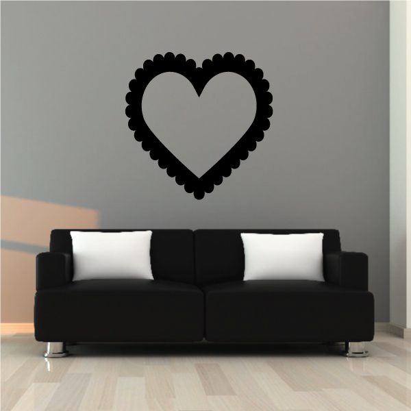 Image of Scallop Heart Outline Frame Valentine's Day Decal