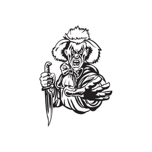 Scary clown with knife decal