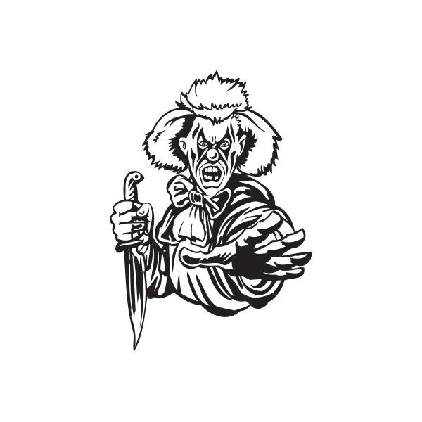 Scary clown with knife decal