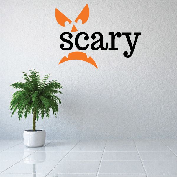 Image of Scary Pumpkin Face Text Decal