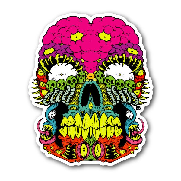 Image of Scary Skull Vinyl Sticker 002