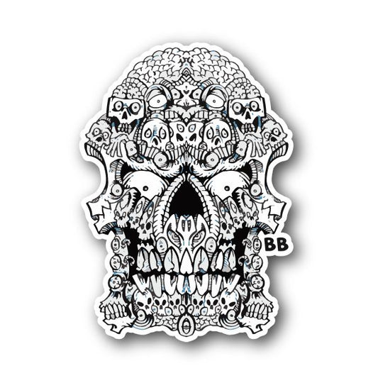 Image of Scary Skull With Eyes Vinyl Sticker