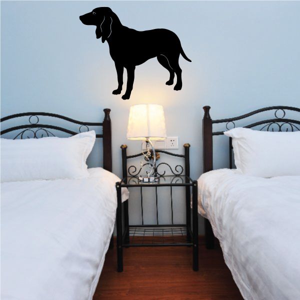 Swiss running hound decal, black dog silhouette