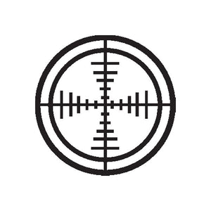 Crosshair scope decal with black circular reticle and lines