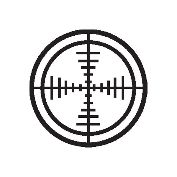 Crosshair scope decal with black circular reticle and lines