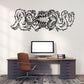 Flame and scorpion-style graphic wall decal, black