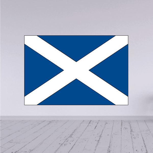 Scotland flag sticker, rectangular blue with white diagonal saltire cross