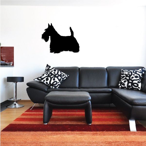 Scottish terrier decal with black silhouette standing profile