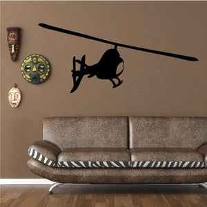 Helicopter decal sticker with black side-view scout helicopter silhouette