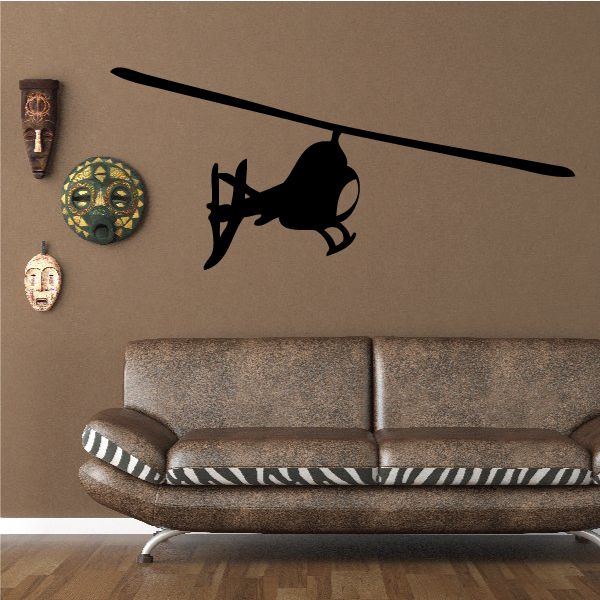 Helicopter decal sticker with black side-view scout helicopter silhouette