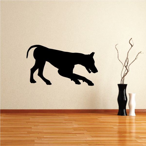 Black scratching Doberman Pinscher decal silhouette