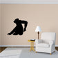 Scratching gorilla wall decal with black silhouette, sitting and leaning forward