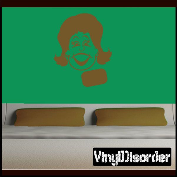 Vinyl wall decal mural with stylized bearded face illustration in dark brown