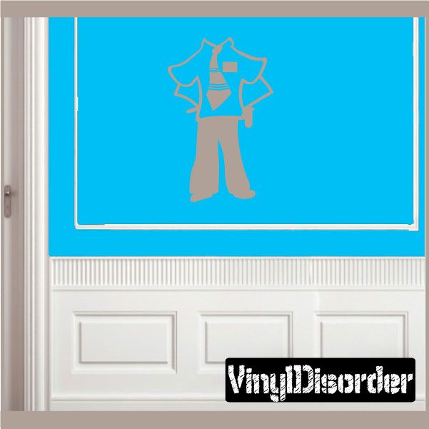 Vinyl wall decal mural with central cartoon-style Christian figure wearing robe, arms outstretched