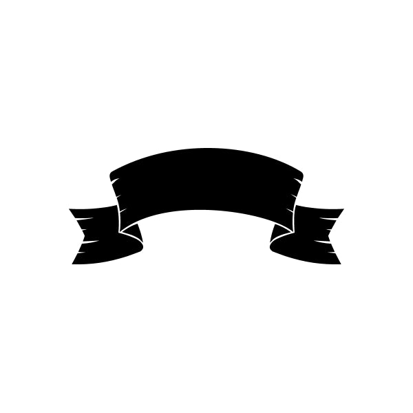 Scroll decal with arched black ribbon ends