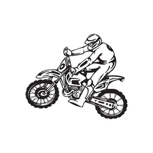 Dirt bike decal, black and white motocross motorcycle graphic