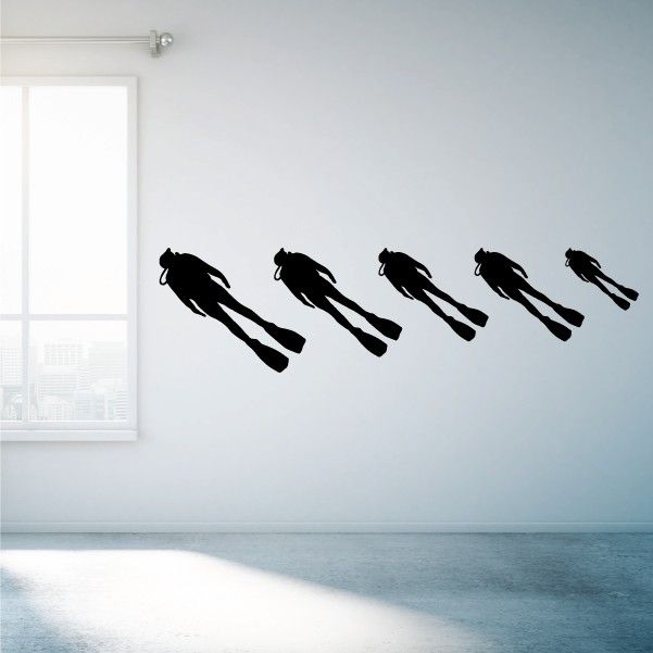 Scuba diving family decal kit with black diver silhouettes