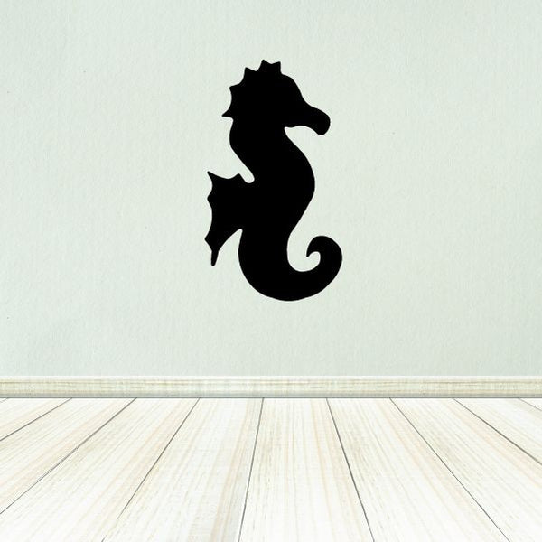 Sea horse silhouette wall decal, black