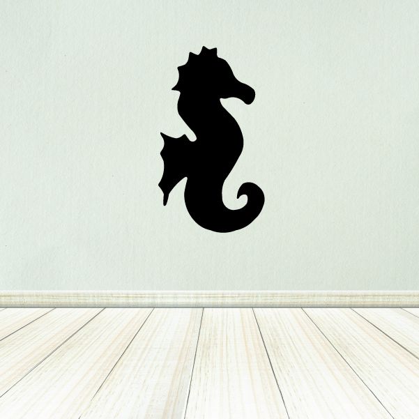 Sea horse silhouette wall decal, black