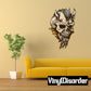 Sea monster skull sticker, black and white design with horned tentacle details