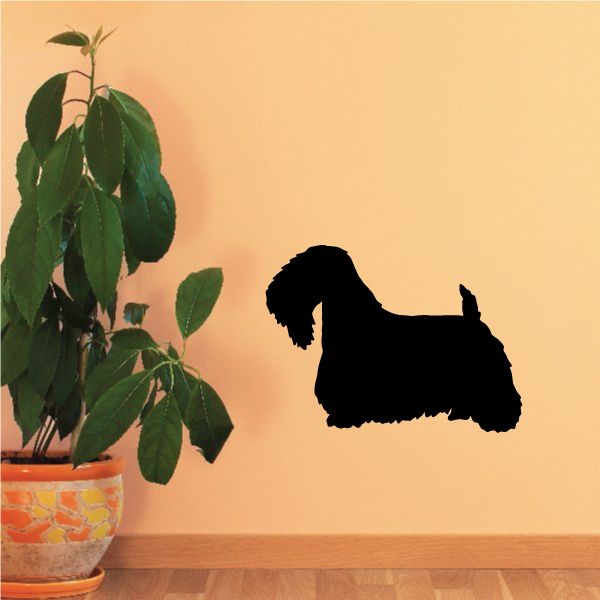 Sealyham terrier decal with a black side-profile dog silhouette.