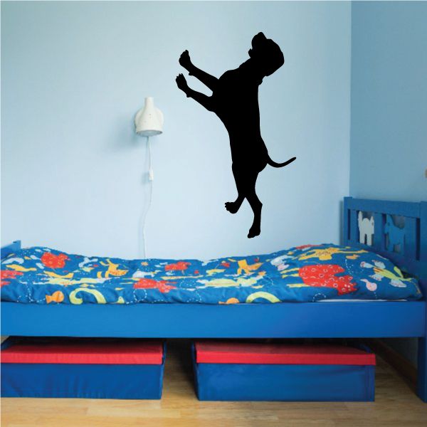 Black jumping hunting coonhound decal silhouette on wall