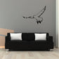 Flying sea bird wall decal, black line-art bird with wings spread