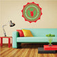 Seasona Greetings reindeer sticker: red badge with green center and reindeer icon