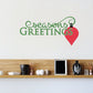Seasons Greetings wall decal with green lettering and red ornament drop