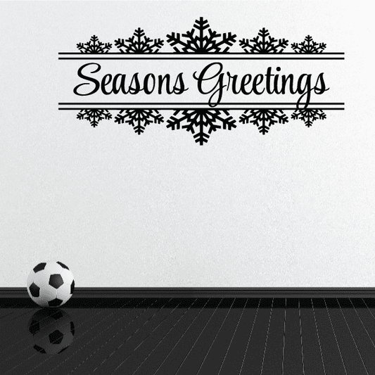 Image of Seasons Greetings Script Snowflake Banner Decal