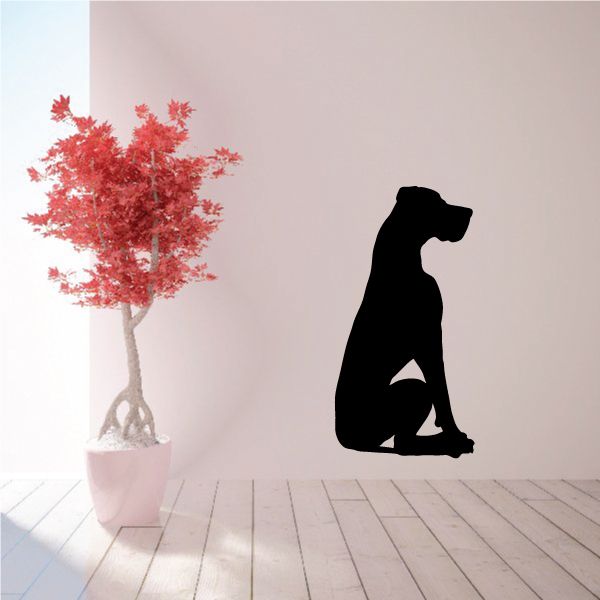Seated Great Dane decal with black dog silhouette