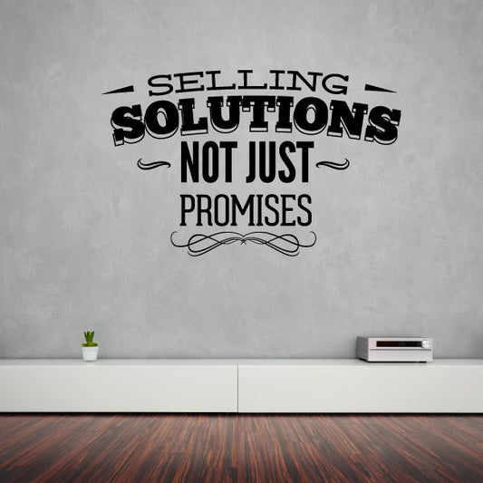 Image of Selling Solutions Not Just Promises Business Badge Wall Decal - Vinyl Decal - Car Decal - Id017