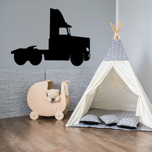 Semi cab truck wall decal in black vinyl silhouette