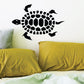 Sea turtle decal with shell pattern in solid black, wall-ready
