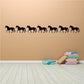 Seven running horse silhouette decal, row of seven dark horses