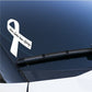 White awareness ribbon vinyl sticker with dark text