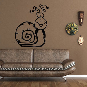 Black and white cartoon snail vinyl wall decal