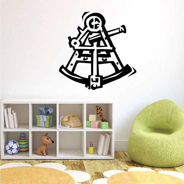 Sextant wall decal with black outline sextant instrument icon
